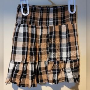 Self esteem plaid brown mini skirt size small